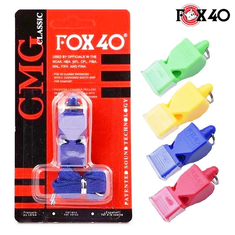 Fox 40 Classic Plastic Sports Referee Whistle With Teeth Guard & Breakaway Lanyard, High Pitch Whistle For Volleyball, Basketball, Football Match And Training (FOX-40)